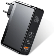baseus 120watt galio gan mini quick charger laptop tablet smartphone 2x type c usb black photo