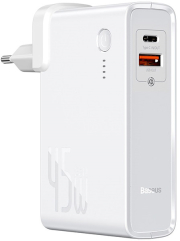 baseus 45watt gan power station 2 in 1 quick charge power bank 10000mah charger white photo