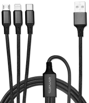 4smarts 3in1 cable forkcord 1m fabric black photo