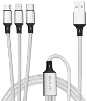 4smarts 3in1 cable forkcord 1m fabric white photo
