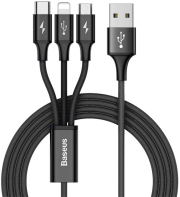 baseus rapid series 3 in 1 cable micro usb lightning type c 3a 12m black photo