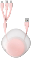baseus let s go little reunion stretchable 3 in 1 micro lightning type c 3a 085m white pink photo