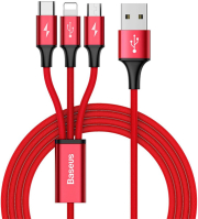baseus rapid series 3 in 1 cable micro type c lightning 3a 12m red photo