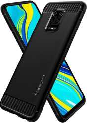 spigen rugged armor back cover case for xiaomi redmi note 9s 9 pro 9 pro max matte black photo