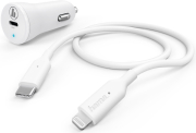 hama 183297 hama car charging set lightning power delivery pd 18 w 1 m white type c photo