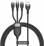 baseus flash series 3 in 1 fast charging cable usb to micro usb lightning type c 5a 18w 12m blac photo