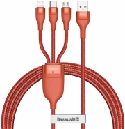 baseus flash series 3 in 1 fast charging cable usb to micro usb lightning type c 5a 18w 12m orang photo
