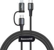 baseus twins 2 in 1 cable type c to type c 60w 3a lightning 18w 1m two flash charge black photo
