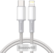 baseus high density braided fast charging data cable type c to lightning pd 20w 1m white photo