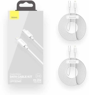baseus simple wisdom data cable kit 2 pack type c to lightning pd 20w 5a 15m white photo