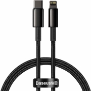 baseus tungsten gold fast charging data cable type c to lightning pd 20w 1m black photo