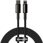 baseus tungsten gold fast charging data cable type c to lightning pd 20w 2m black photo