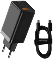 baseus gan2 pro quick charger 2c u 65w eu charging cable type c 100w 20v 5a 1m black photo
