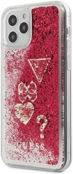 guess iphone 12 iphone 12 pro 61 guhcp12mglhflra raspberry hard back cover case glitter charms photo