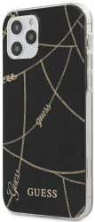 guess iphone 12 mini 54 guhcp12spcuchbk black hard back cover case gold chain collection photo
