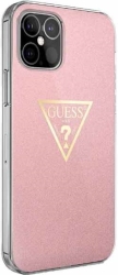 guess iphone 12 mini 54 guhcp12spcumptpi pink hard back cover case metallic collection photo
