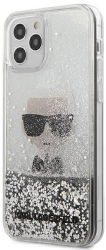 karl lagerfeld iphone 12 mini 54 klhcp12sgliksl silver hard case ikonik liquid glitter photo