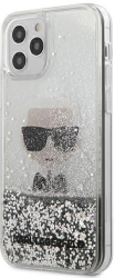 karl lagerfeld iphone 12 pro max 67 klhcp12lgliksl silver hard case ikonik liquid glitter photo
