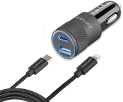 4smarts car charger rapid 27w with quick charge pd and usb c to lightning cable 1m grey black photo