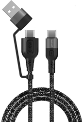4smarts usb a and usb c to usb c cable combocord ca 15m fabric monochrome photo