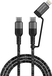 4smarts usb c to usb c and lightning cable combocord cl 15m fabric monochrome photo