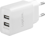 logilink pa0185 usb wall charger 2x usb port 105w white photo