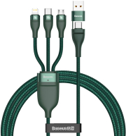 baseus flash series 3 in 2 fast charging data cable usb to usb c micro usb lightning 100w 12m gree photo