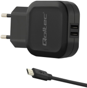 qoltec 50187 charger 17w 5v 34a 2xusb micro usb cable photo