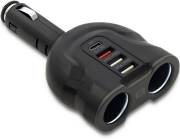 qoltec 50641 car charger 12 24v 52w 24a 2 x usb usb qc 30 usb type c pd 2 x lighter splitter photo