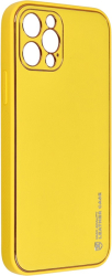 forcell leather back cover case for iphone 12 pro yellow photo