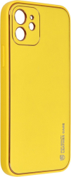 forcell leather back cover case for iphone 12 yellow photo