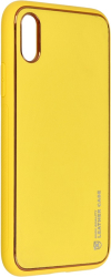 forcell leather back cover case for iphone x yellow photo