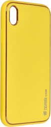 forcell leather back cover case for iphone xr yellow photo