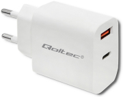 qoltec charger 18w 5 12v 15 3a usb type c pd usb qc 30 white photo