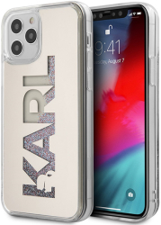 guess silicone case liquid glitter multi mirror for apple iphone 12 pro max silver klhcp12lklmlgr photo