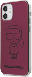 karl lagerfeld silicone case metallic iconic outline for apple iphone 12 mini pink photo