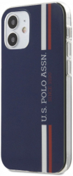 US POLO ORIGINAL SILICONE CASE TRICOLOR VERTICAL STRIPES APPLE IPHONE 12 MINI LIGHT NAVY