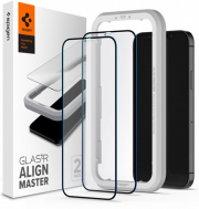 SPIGEN TEMPERED ALM GLASS FC FOR IPHONE 12 / 12 PRO BLACK 2 PCS