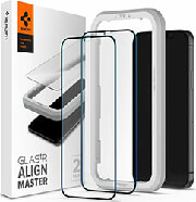 spigen tempered glass alm glass fc 2 pack for iphone 14 13 13 pro black photo
