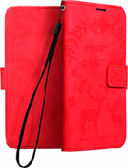 forcell mezzo book case for iphone 13 reindeers red photo