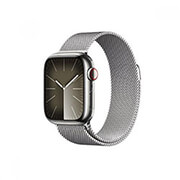 apple watch series 9 mrmq3 45mm silver stainless steel case with silver milanese loop cellular photo