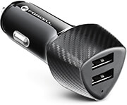 forcell carbon car charger 2xusb 17w cc50 2a 17w black total 17w photo
