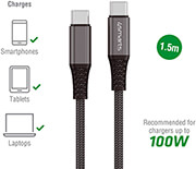 4smarts usb c to usb c cable premium cord 100watt 15m black photo