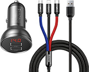 baseus car charger baseus 24w display usb cable 3 in 1 photo