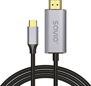 savio cl 170 usb c to hdmi 20b cable 1m silver black gold tips photo
