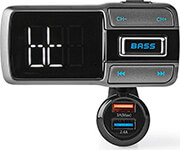 nedis catr101bk car fm transmitter bluetooth bass boost microsd card slot hands free calling photo