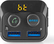 nedis catr120bk car fm transmitter bluetooth bass boost microsd card slot hands free calling 2x usb photo