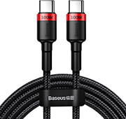 baseus cafule pd 20 100w flash charging type c to type c cable 5a 2m red black photo