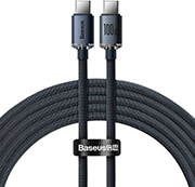 baseus crystal shine cable shine type c to type c 12m 100w 5a black photo