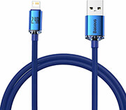 baseus crystal shine cable usb to lightning 24a 12m blue photo